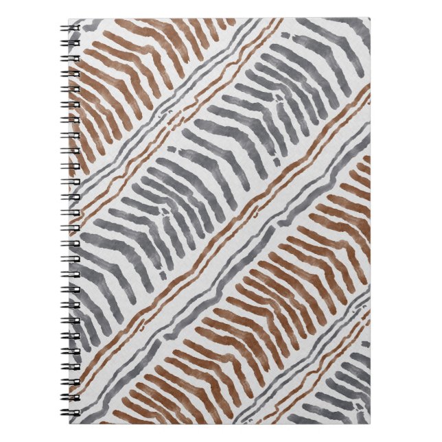 Cuaderno espiral tribal boho a rayas (Frente)