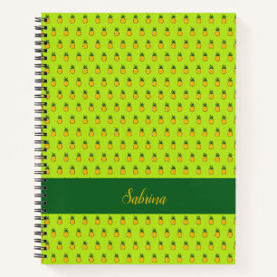Cuaderno espiral tropical personalizado de piña