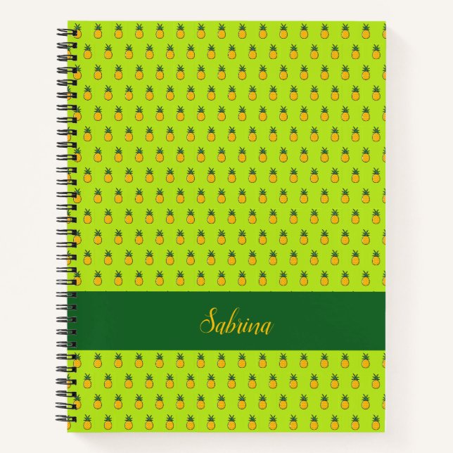 Cuaderno espiral tropical personalizado de piña (Anverso)