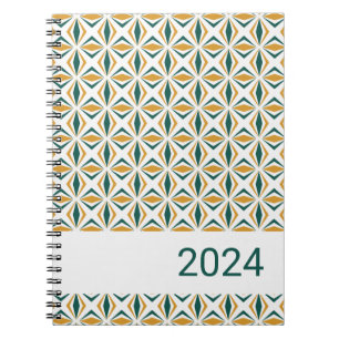 Cuaderno espiral verde bosque y dorado a rayas