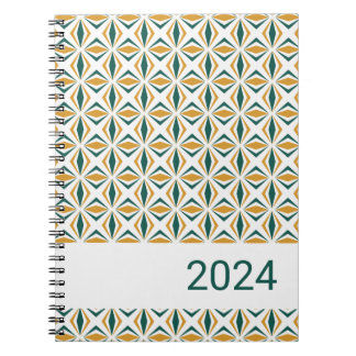 Cuaderno espiral verde bosque y dorado a rayas