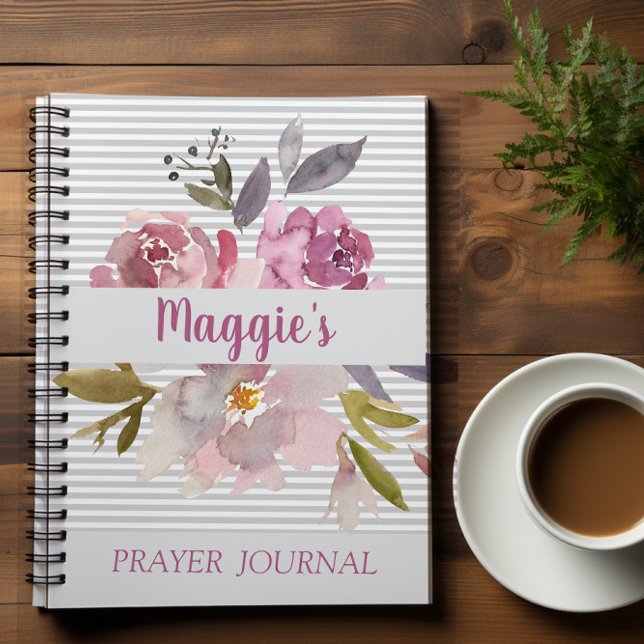 Cuaderno Espiral verso de la bíblica floral rosa personaliz (Subido por el creador)