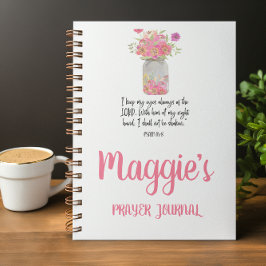 Cuaderno Espiral verso de la bíblica floral rosa personaliz