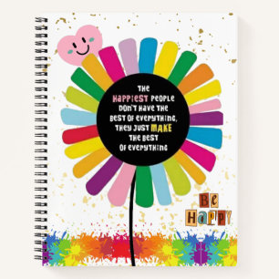 Cuaderno Espiral vibrante personalizada de arco iris-flor