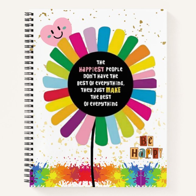 Cuaderno Espiral vibrante personalizada de arco iris-flor (Anverso)