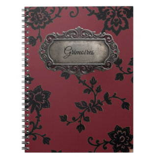 Cuaderno espiral victoriano de encaje rojo