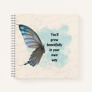 Cuaderno espiral vintage de mariposa azul beige