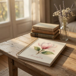 Cuaderno espiral vintage personalizado de magnolia