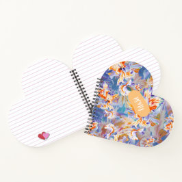Cuaderno Espirales Florales Abstractos de Naranja y Azul Vi