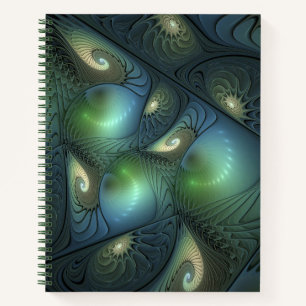 Cuaderno Espirales Verde azulado Beige Verde Resumen arte f