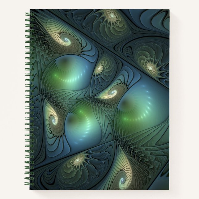 Cuaderno Espirales Verde azulado Beige Verde Resumen arte f (Anverso)
