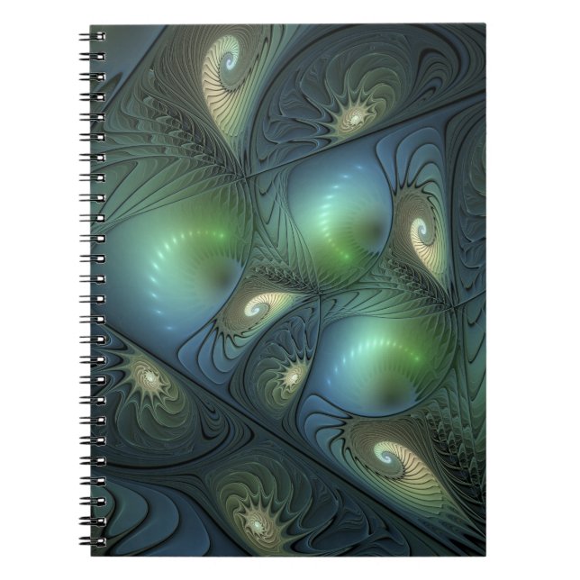 Cuaderno Espirales Verde azulado Beige Verde Resumen arte f (Frente)