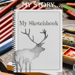 Cuaderno Espíritu artístico Animal Elk Black White Drawing