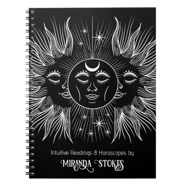 Cuaderno Espíritu Celestial Sol & Luna Moderno Negro & Blan (Frente)