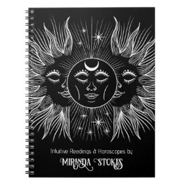 Cuaderno Espíritu Celestial Sol & Luna Tendencia Negra y Bl