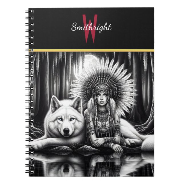 Cuaderno Espíritu de Guardian: Mujer y lobo (Frente)