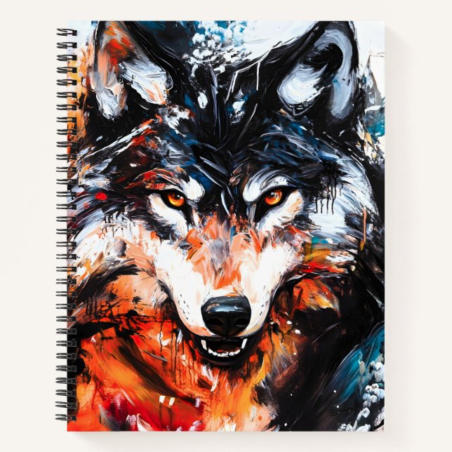 Cuaderno Espíritu de lobo salvaje abstracto (Anverso)