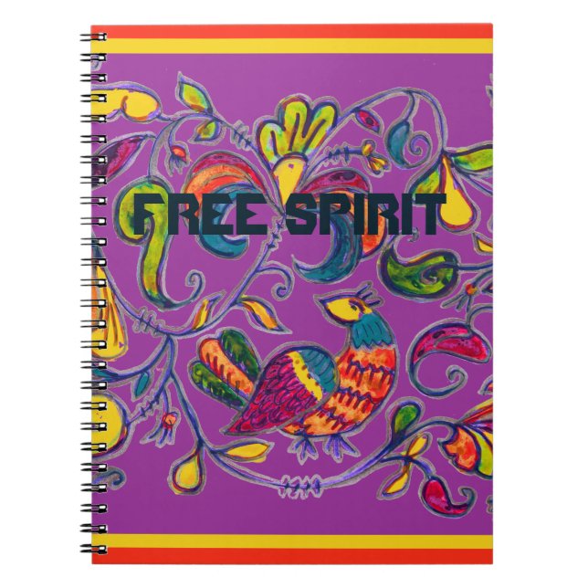 Cuaderno Espíritu libre del arte popular de las aves del no (Frente)