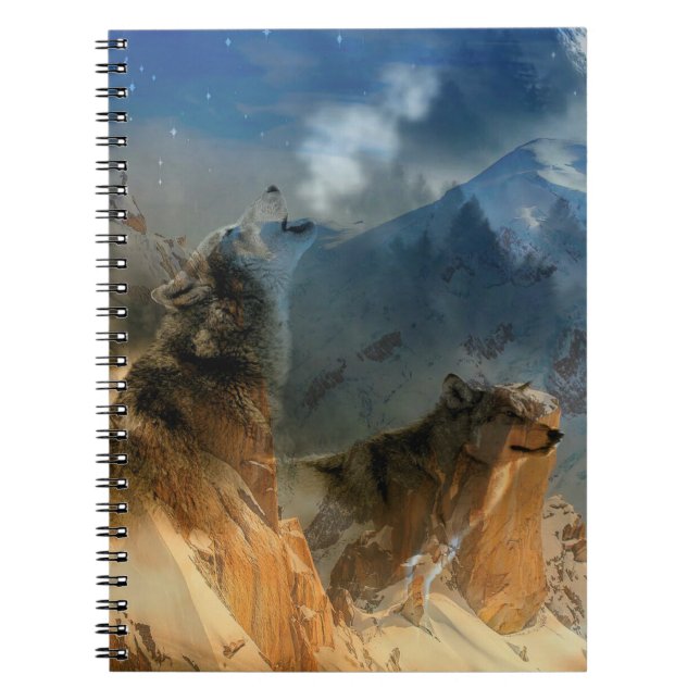 Cuaderno Espíritus de lobo en la niebla de montaña (Frente)