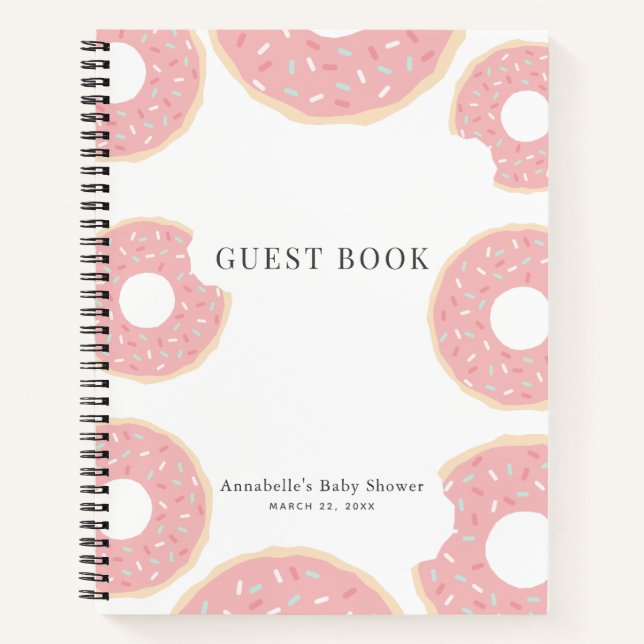 Cuaderno Espoleta Baby Shower de donut rosado (Anverso)
