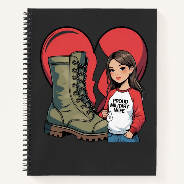 Cuaderno Esposa militar orgullosa - Corazón de "Esposa de B (Anverso)