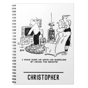 Cuaderno Esposa oculta el control remoto de la TV