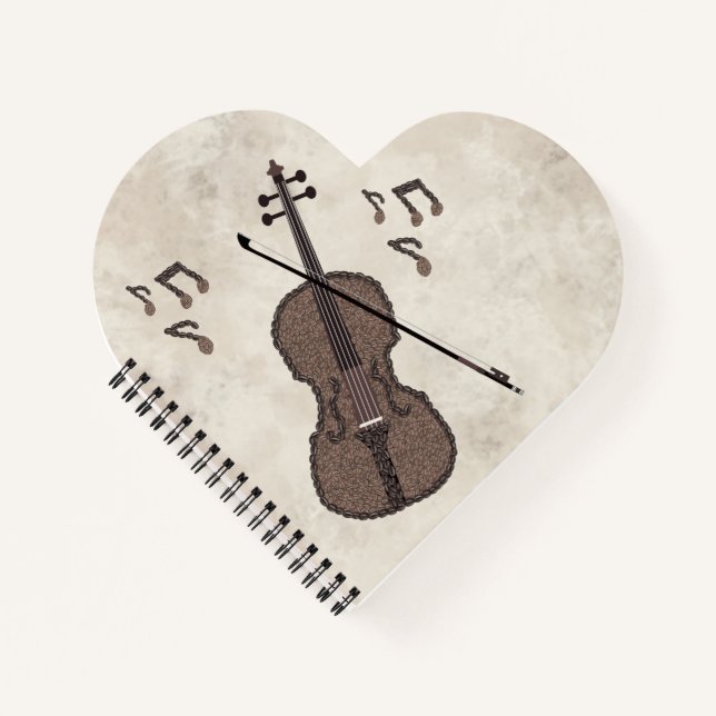 Cuaderno Espresso Violino-Violín creado con granos de café- (Anverso)