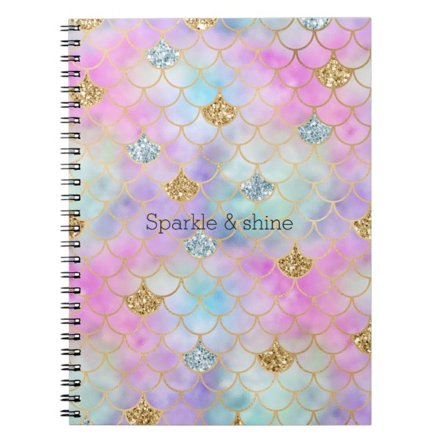 Cuaderno Espuma de sirena Purpurina de oro rosa morado (Frente)