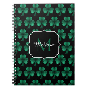 Cuaderno Espuma verde esmeralda Shamrock negro Monograma