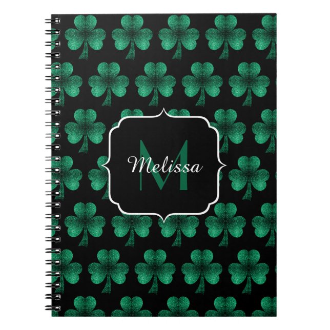 Cuaderno Espuma verde esmeralda Shamrock negro Monograma (Frente)