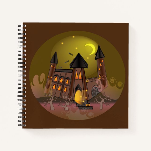 Cuaderno Espumosa casa de brujas de Halloween y castillo de (Anverso)