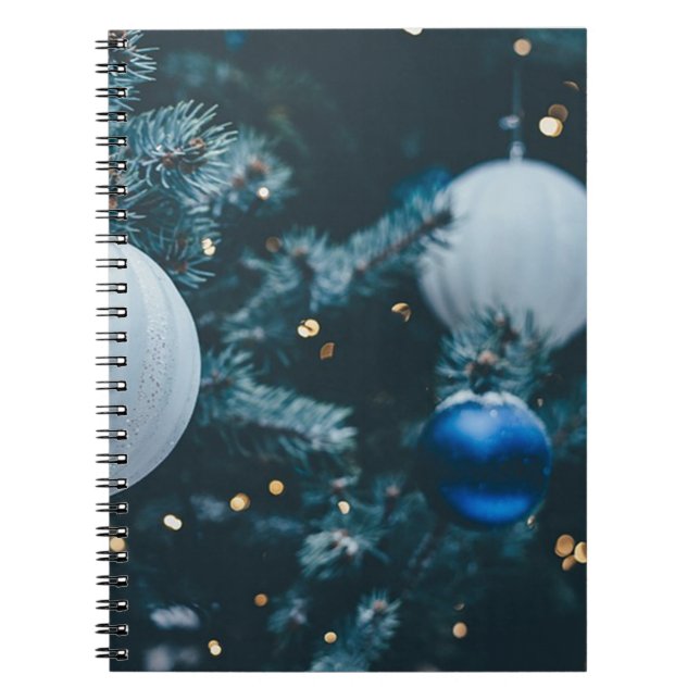 Cuaderno Espumoso árbol de Navidad y bolas de Navidad (Frente)