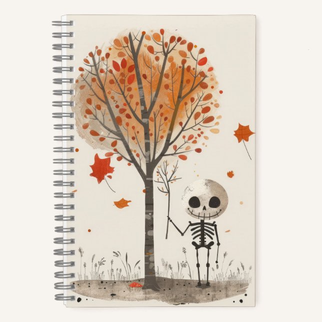 Cuaderno Esqueleto acuarela Cute y Halloween fantasmal (Anverso)