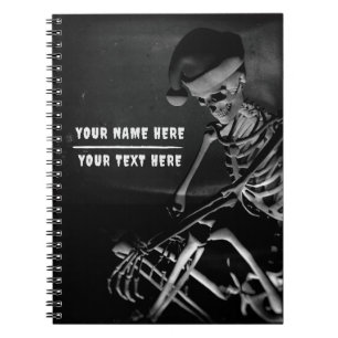 Cuaderno Esqueleto con gorro de Santa. Personalizable