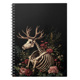 Cuaderno Esqueleto de ciervos florales góticos