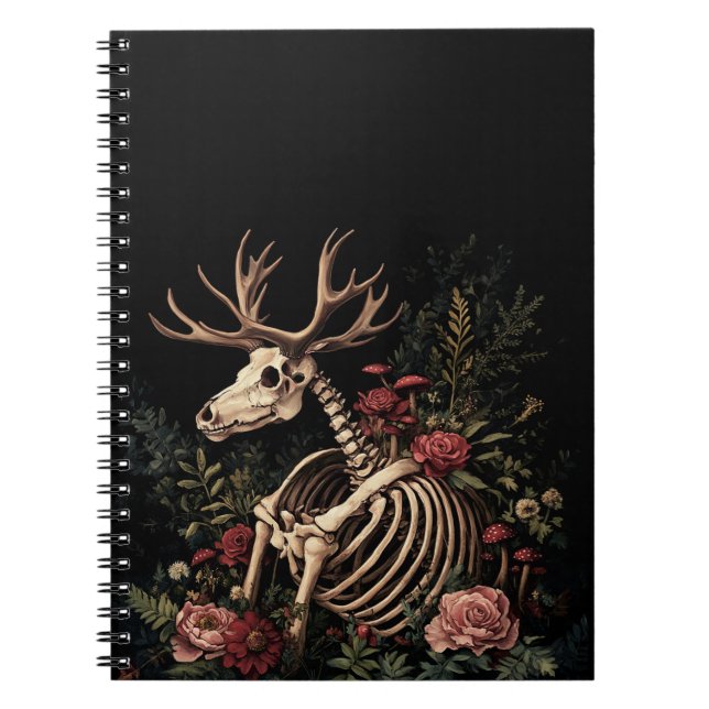 Cuaderno Esqueleto de ciervos florales góticos (Frente)