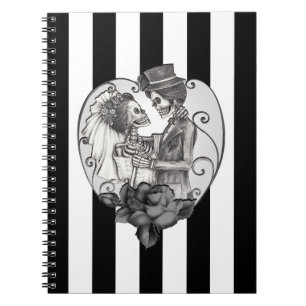 Cuaderno Esqueleto de rayas enamorado bailando de bodas