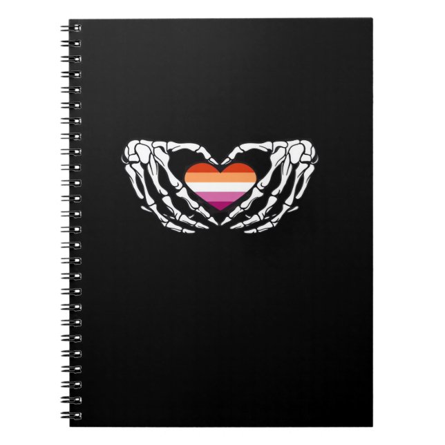 Cuaderno Esqueleto del Orgullo Lesbiano Halloween Gótico Wl (Frente)
