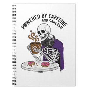Cuaderno Esqueleto Divertido   Impulsado por Cafeína y Sarc