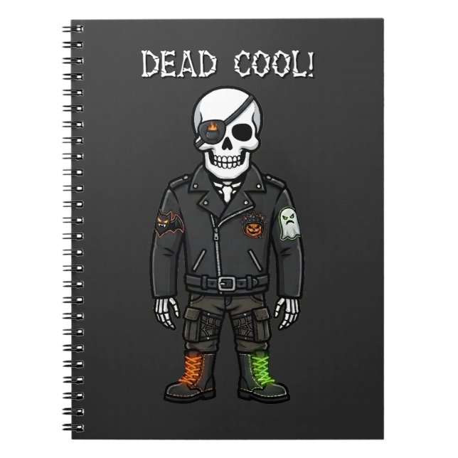 Cuaderno Esqueleto Motero Genial | Halloween (Frente)