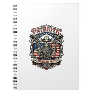 Cuaderno Esqueleto Patriótico Vaquero Patriota Oscuro Esque