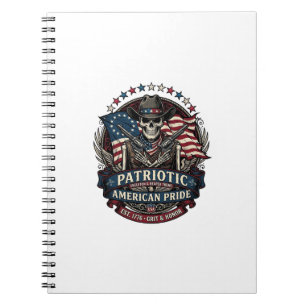 Cuaderno Esqueleto Patriótico Vaquero Patriota Oscuro Esque