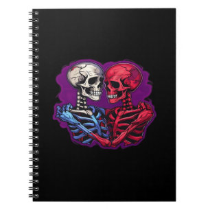 Cuaderno Esqueleto tradicional americano sosteniendo tatuaj