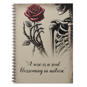 Cuaderno Esqueleto vintage con rosa rojo