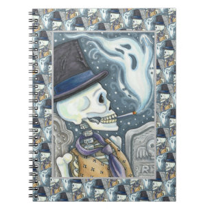 CUADERNO ESQUELETÓN DE FUMADORES CON FANTASMAS EN CEMETERÍA