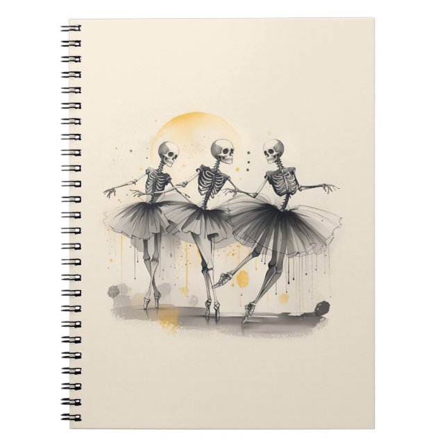 Cuaderno Esqueletos danzantes Hallowe'en Bloc de notas de b (Frente)