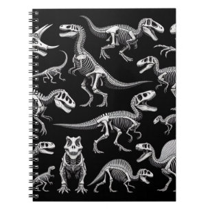 Cuaderno Esqueletos de dinosaurios huesos fósiles blancos