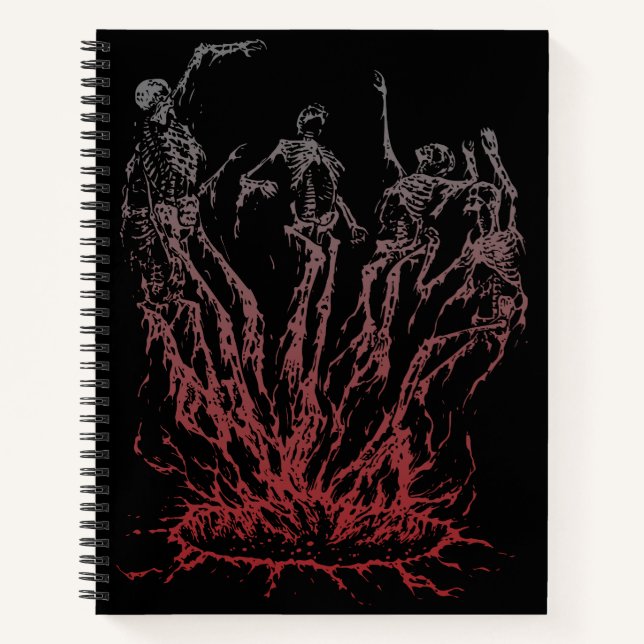 Cuaderno Esqueletos emergiendo de llamas (Anverso)