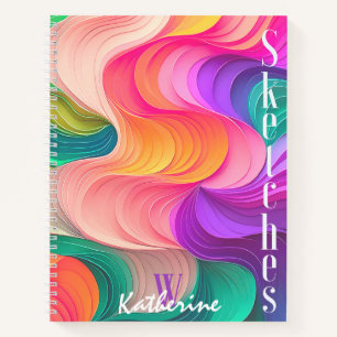 Cuaderno Esquema de ondas de papel multicolor