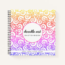 Cuaderno Esquema del patrón de doodle en espiral arcoiris